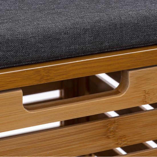 Panier à linge/bankette en bambou - Tabouret avec coffre de rangement