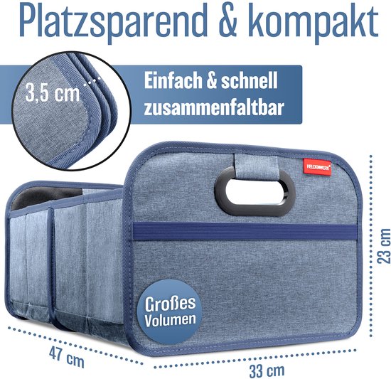 HELDENWERK Sac à bottes pliable avec velcro antidérapant - organisateur de bottes, boîte pliante pour voiture, sac à provisions - renforcé et stable