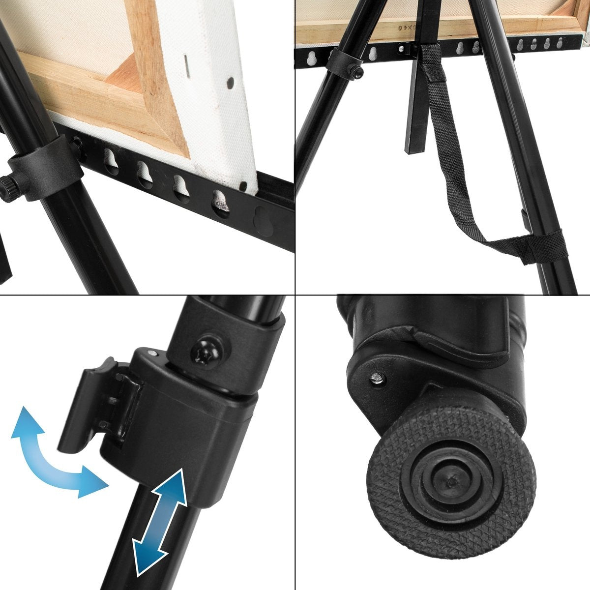 Chevalet pliable - Artist - Chevalet en métal - Avec sac - réglable en hauteur - Noir