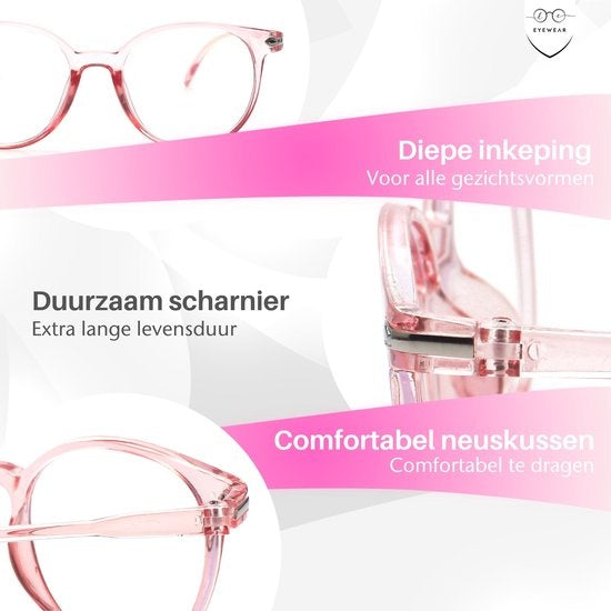 LC Eyewear Lunettes d'ordinateur - Lunettes à lumière bleue - Lunettes d'affichage - Unisexe - Rose transparent