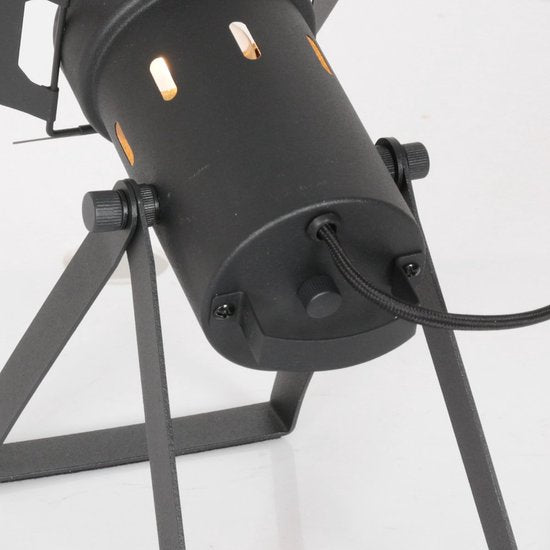 Lampe de table Carré 3380ZW - lampe industrielle noire en métal et plastique, inclinable, douille E27, Mexlite