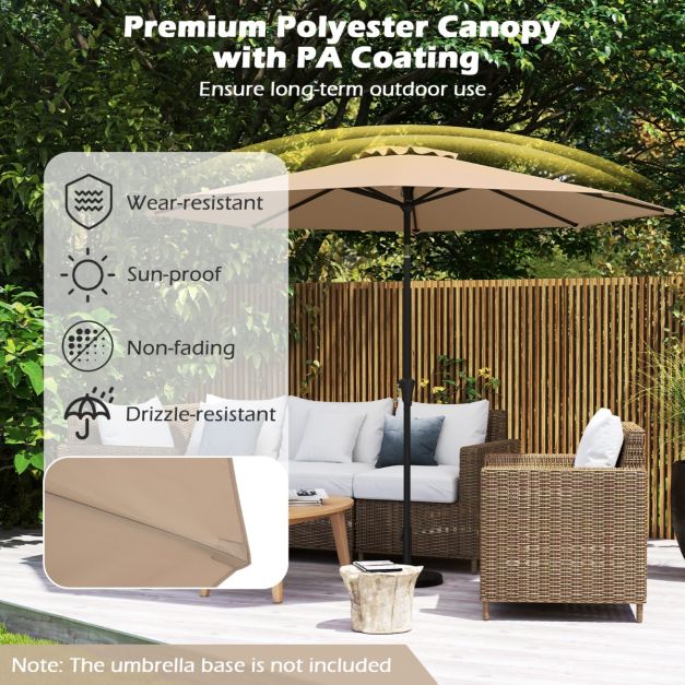 Coast Terrace Parasol 303 cm Brown - Parasol inclinable avec manivelle et 8 balanciers double épaisseur pour le jardin, la terrasse et la piscine
