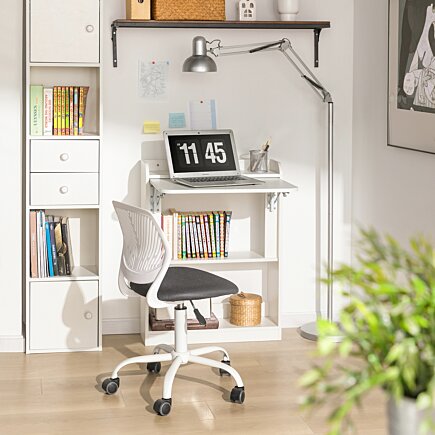 Bureau pliable - SoBuy - Commode rabattable - Avec étagères - 64 x 58 x 82 cm - Blanc