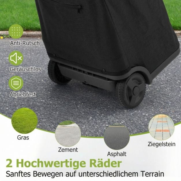 Coast Shopping Trolley Black - Chariot pliable de 50 litres avec 3 compartiments et poignée réglable - 40 x 36 x 58/90 cm