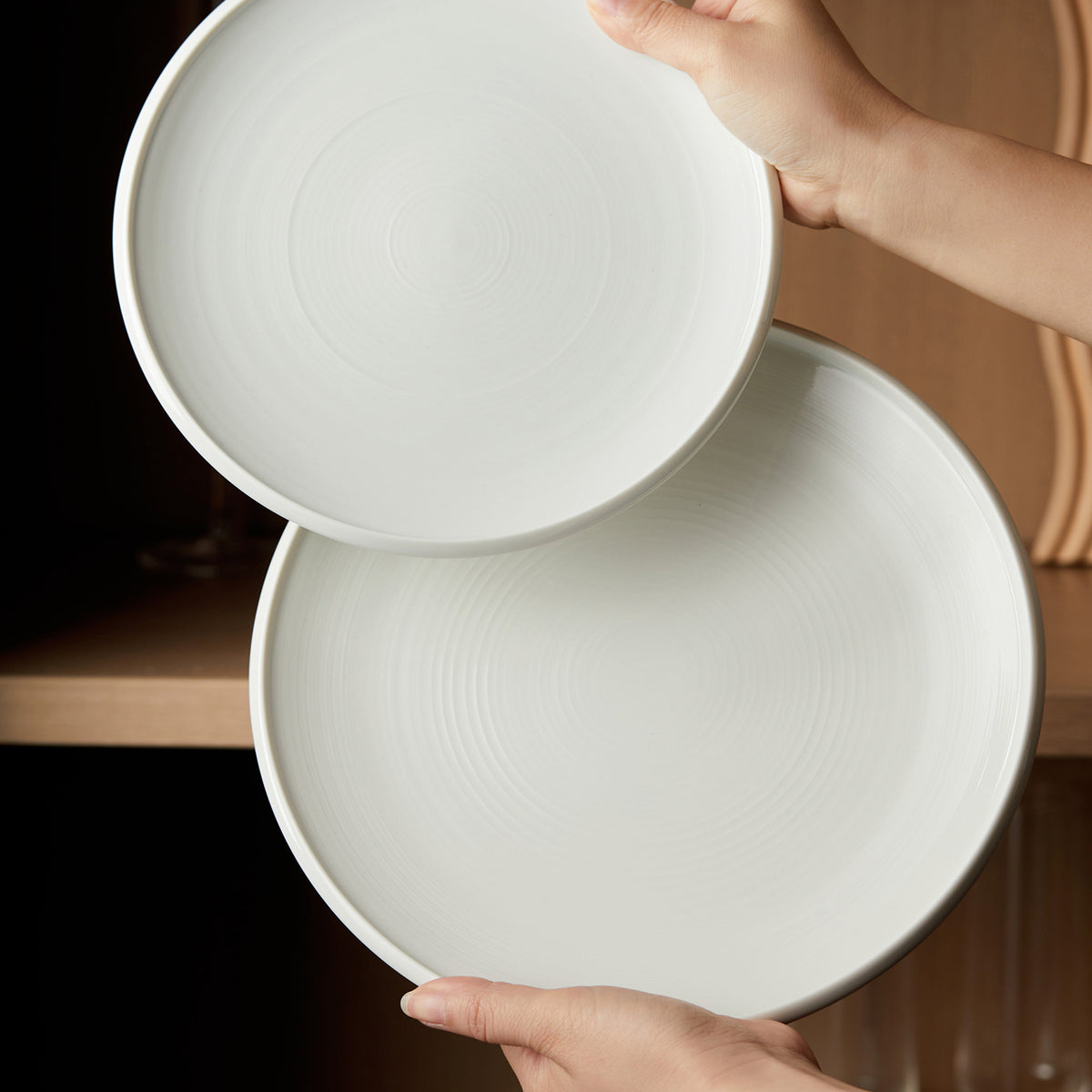 Lot de 6 assiettes plates Jiwoo ZEN - 25 cm (10 pouces) - Blanc