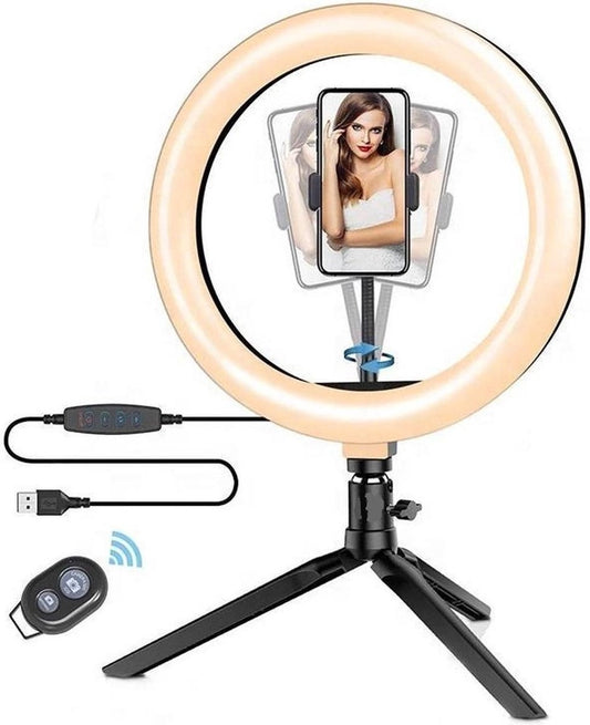 Ring Light Pro - Merkloss - avec Trépied / Support de téléphone - USB 26 cm/10 pouces -