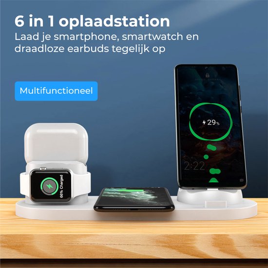 Nuvance - Chargeur sans fil 6 en 1 - Convient à tous les appareils Qi - Chargeur sans fil - Chargeurs sans fil