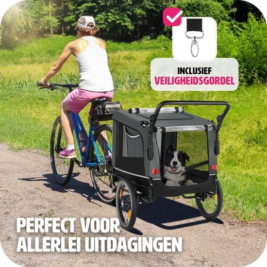 tectake® - Remorque vélo WoofRider pour chien - gris - pliable, jusqu'à 40 kg - buggy pour chien - 404947