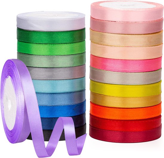 Feestio Satin Ribbon Set - 22 Colours Ribbons - Gift Ribbon - Ribbon - Decorative Ribbon - Ribbon