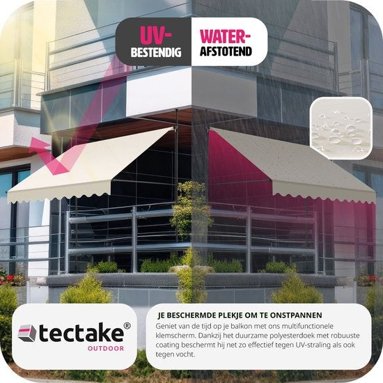 tectake - store à pinces - parasol - réglable - store à pinces - parasol balcon - 250 x 180 cm - beige - store - 404960