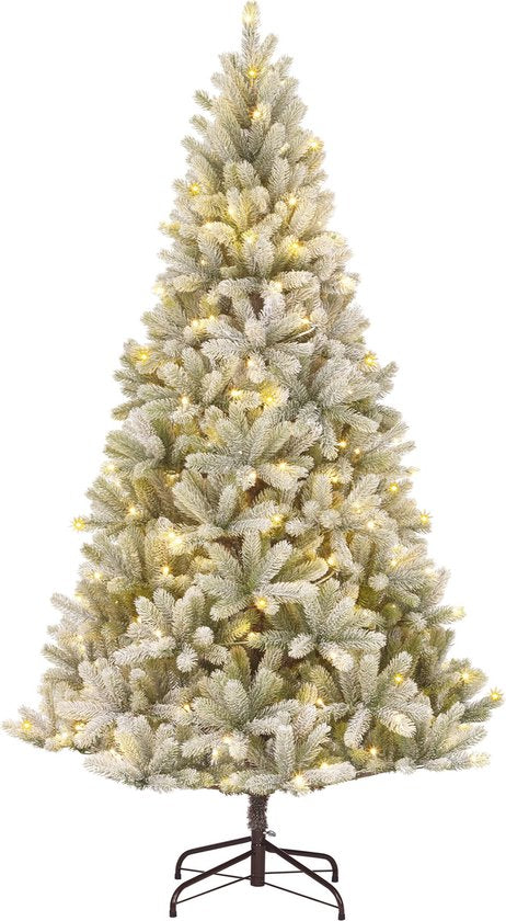 Black Box Trees Nagoya Artificial Christmas Tree with Warm White LED Lights - H210 x Ø115 cm - Green Frosted