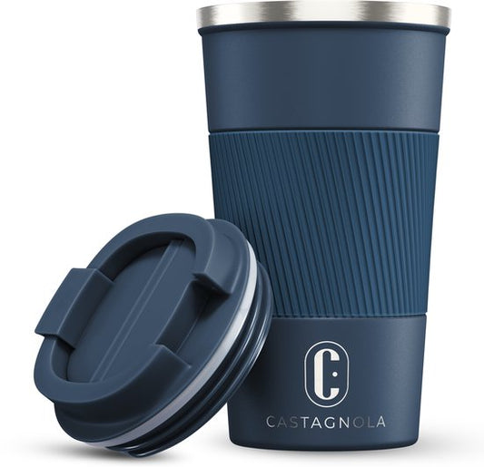 Mug isotherme Castagnola - Mug à café à emporter - Mug de voyage pour café et thé - Mug à thé - 510 ml - Acier inoxydable - Bleu foncé