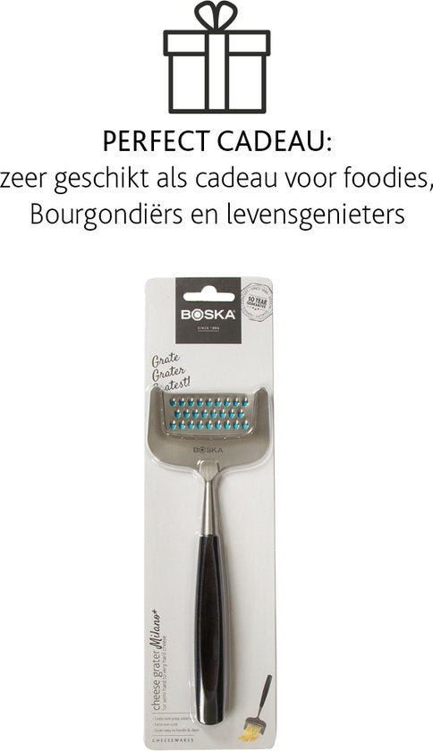 Boska Kaasrasp Milano+ - Râpe de cuisine - Râpe à main - Râpe à fromage fine - Râpe à citron - Râpe à légumes - Râpe à fromage - Râpe à main en acier inoxydable - Lavable au lave-vaisselle - Ustensiles de cuisine - Accessoires de cuisine - Garantie 10 ans