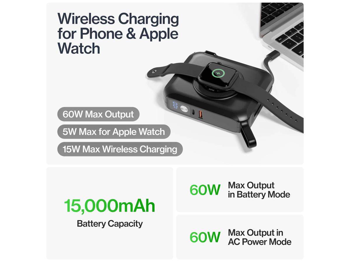 Batterie externe iBOOD SmartCharge Pro - 15 000 mAh - 60 W - Noir