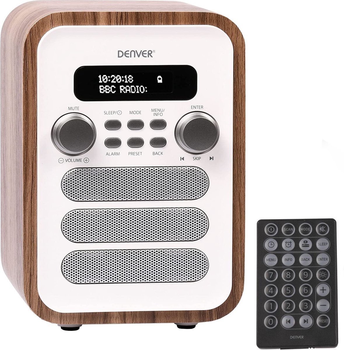 Radio rétro - Denver DAB+/ FM Radio - Bluetooth - Ecran LCD - Blanc