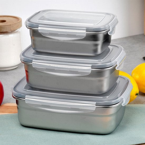 Excellent Houseware - Récipient alimentaire en acier inoxydable - Avec couvercle - 700 ml