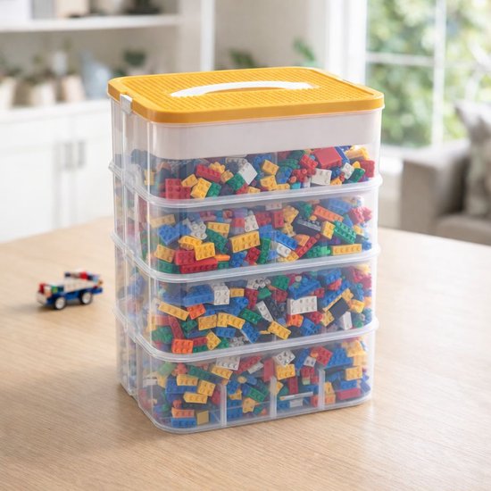 Boîte de rangement pour jouets Ceruzo – 4 niveaux – Transparente – Empilable – Organiseur – Bacs de rangement