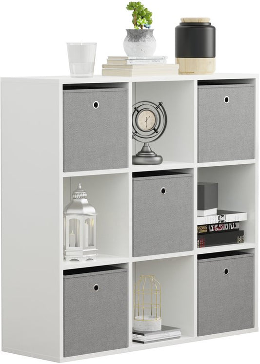 VDD – Armoire à compartiments avec 5 boîtes de rangement – Armoire murale – Armoire à compartiments blanche – Armoire à compartiments – Petite armoire murale – Armoires murales – Armoires murales pour le salon – 9 compartiments – Blanche
