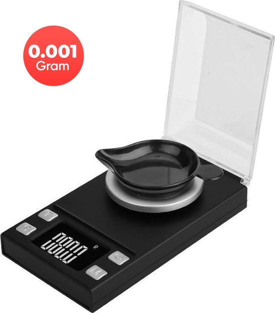 Kitchenwell mini balance de cuisine de précision numérique - 0,001 à 100 grammes - 11,0 x 6,3 cm - balance de poche à piles - balance de cuisine