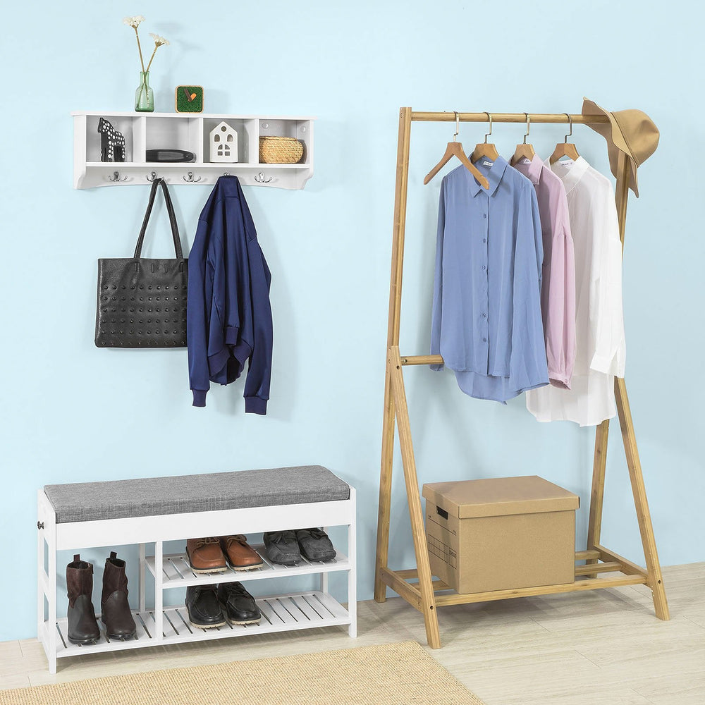 SoBuy FRG48-L-W Armoire murale avec 5 crochets - Blanc - 72x15x23 cm