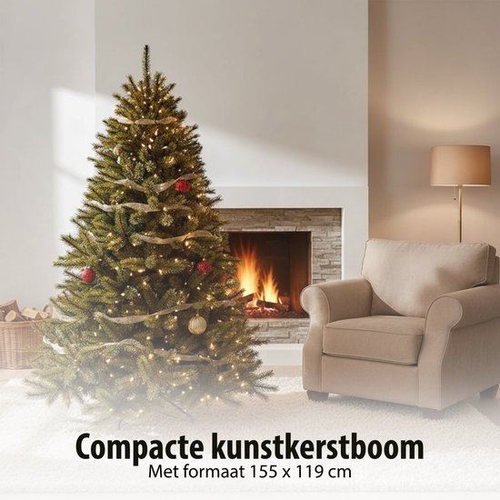 Sapin de Noël Triumph Tree Forest Frosted H 155 cm - Décoration de Noël d'intérieur avec des aiguilles givrées - Sapin artificiel rond avec structure emboîtable et système de fixation par clic - Ø 119 cm - Vert