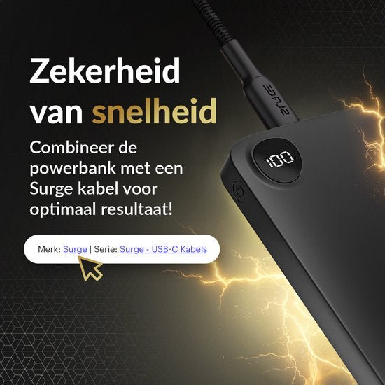 Câble USB C à USB C de Surge - 100W - Câble de charge de 2 mètres - Chargeur rapide avec 15% de Kevlar - Convient à Samsung / MacBook / iPhone 15 et 16 / iPad Pro, entre autres.