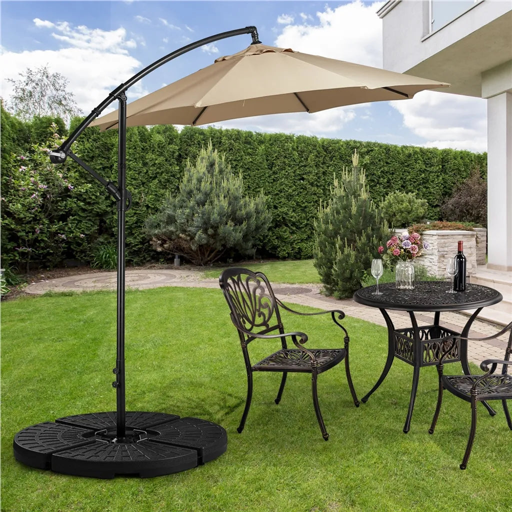 Lot de 4 pieds de parasol Yaheetech - Noir - Poids de parasol rechargeables pour parasol flottant, pouvant contenir jusqu'à 66 kg de sable ou 52 kg d'eau