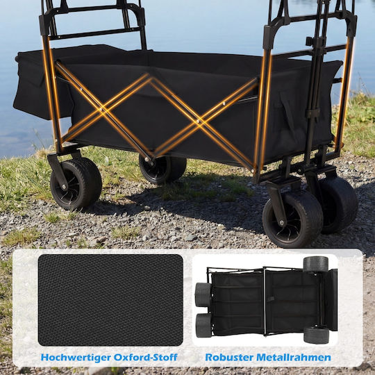 Chariot de jardin pliable Coast 100 litres - Noir - 120 x 57 x 110 cm