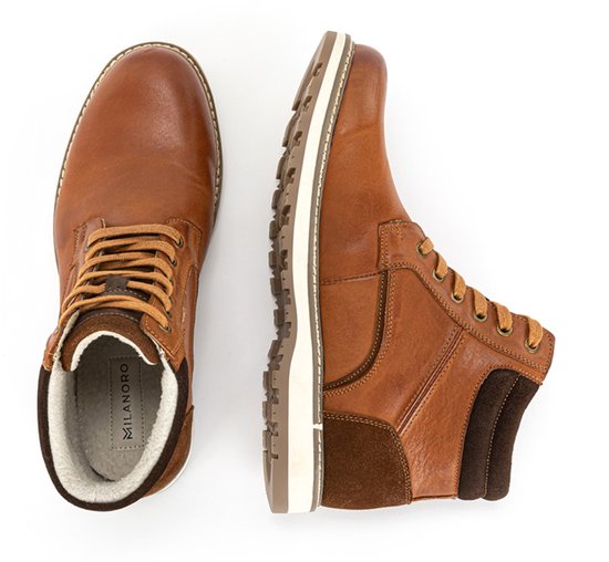 Milanoro - Baskets élégantes en cuir pour homme - Noir - Pointure 42