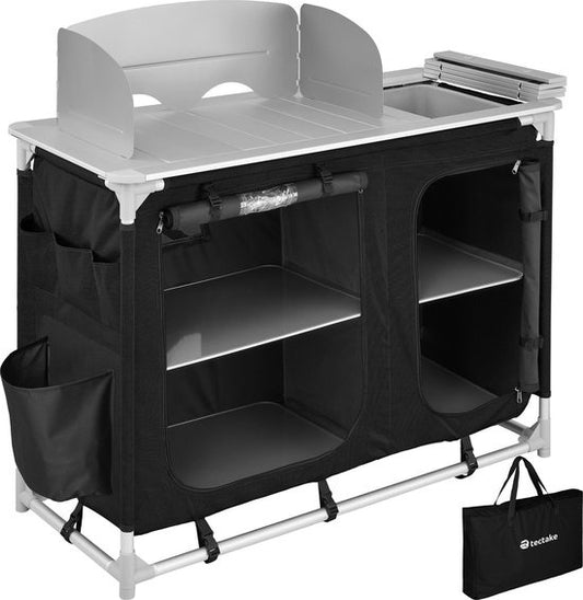 tectake - cuisine de camping dim. 116 x 52 x 107 cm noir - 403345
