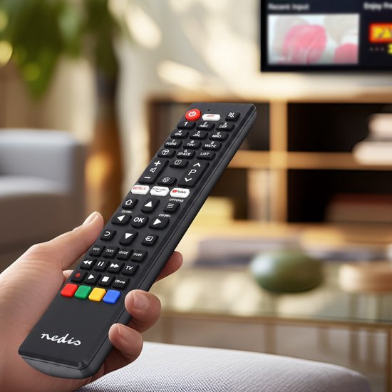 Télécommande de remplacement Nedis - Compatible avec : TCL/Thomson - Préprogrammée - 1 appareil - Bouton Amazon Prime / Netflix / YouTube - Infrarouge - Noir