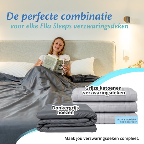 Housse pour la couverture d'aggravation d'Ella 150 x 200 CM - 7 KG & 9 KG - Housse en 100% coton biologique - Anthracite