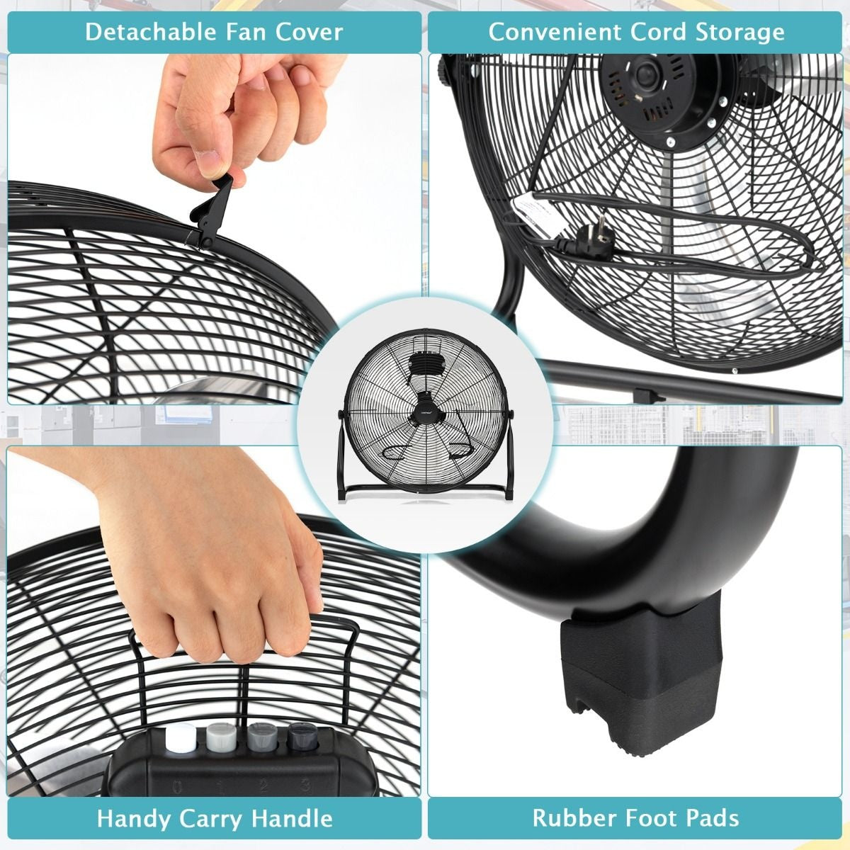 Coast Ventilateur de sol - 3 vitesses - réglable à 145° - 160W - 62 x 20 x 59 cm - Noir