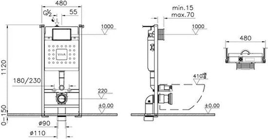 Réservoir encastré Vitra V-Fix - 1120 x 480 mm
