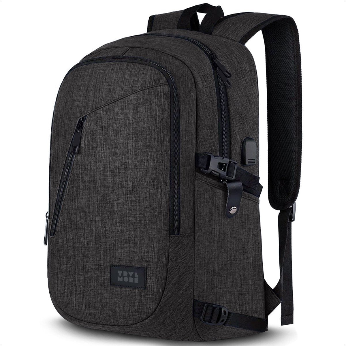 TRVLMORE Sac à dos - 25L - 15.6 inch - Sac à dos pour ordinateur portable - Sac d'école - Unisex - Splashproof Anthracite