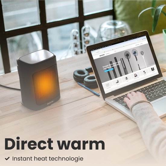 Auronic Fan Heater Digital - Chauffage céramique - Portable - 2000W - Noir