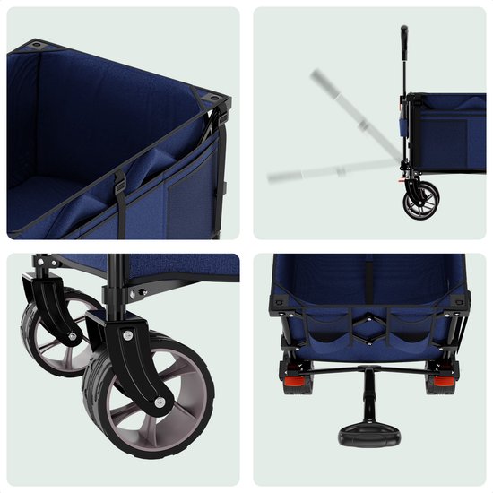 Chariot de Plage LifeGoods - Camping - XL - Pliable - 200L - Bleu