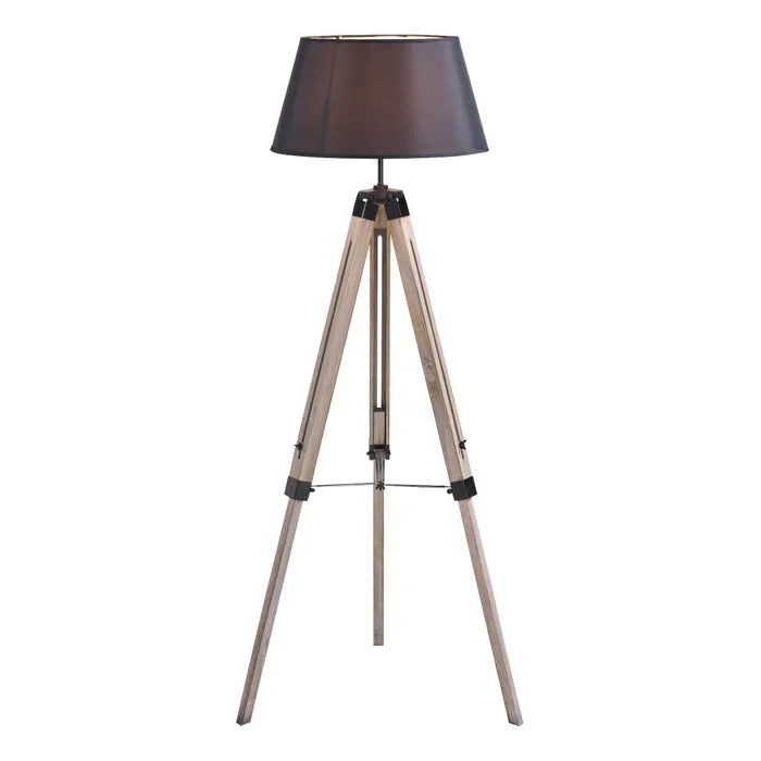 Lampe sur pied à trois pieds Atmosphera Runo noire - Bois et noir - H 145 cm