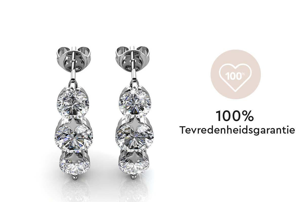 Yolora Boucles d'oreilles pour dames avec cristaux Kalpa Camaka - couleur argent - plaqué or blanc 18K - emballage cadeau