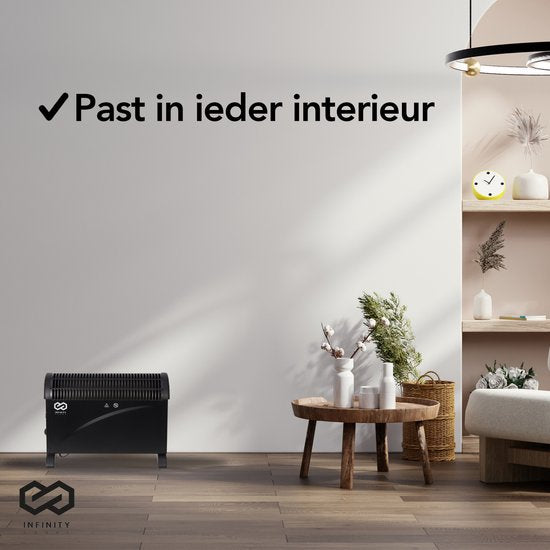 Infinity Goods Radiateur électrique convecteur - 750 / 1500 / 2000W - Thermostat réglable - Radiateur - Protection contre la surchauffe - 35m² - Noir