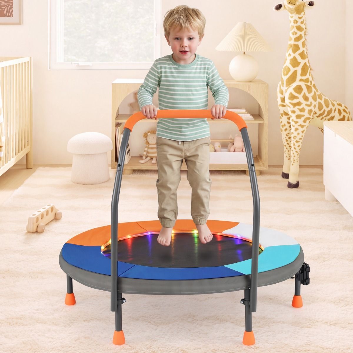 Mini-trampoline Coast pour enfants - modèle 2 - éclairage LED - pliable - multicolore - 90 cm