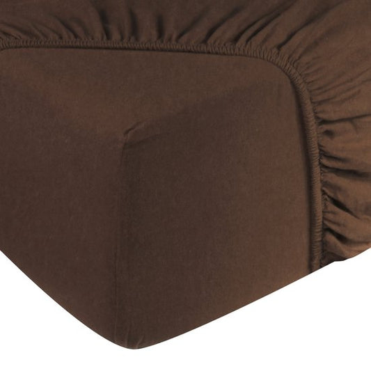 Drap-housse DoubleDry Flanelle 180x200 cm - 100% Coton doux - Elastique rond - Marron