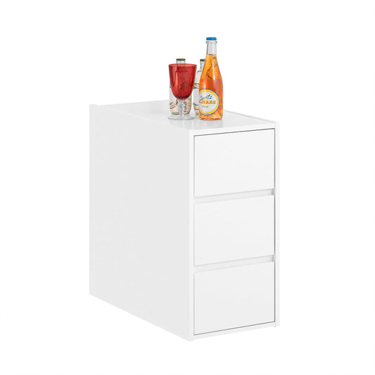 SoBuy FBT144-W Table d'appoint / Table de chevet / Table banc - Blanc - 30x60x60 cm - Table de rangement compacte avec 3 tiroirs et compartiment vertical