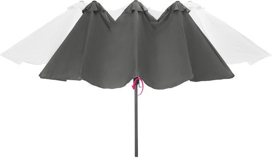 tectake® - Parasol double Silia - Parasol de terrasse - Parasol XXL - gris - 404256
