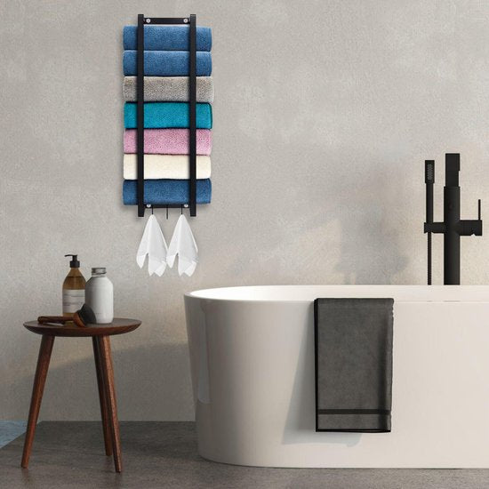 Vonia Porte-serviettes - Porte-serviettes salle de bain - Porte-serviettes salle de bain - Porte-serviettes - 77,5 x 20 x 14 cm - Noir
