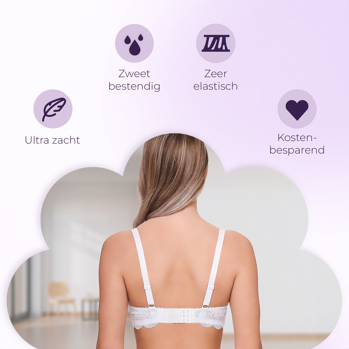 Rallonge pour soutien-gorge, 3 agrafes, lot de 3, élastique, noir