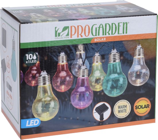 Éclairage de fête extérieur solaire avec 10 lumières colorées, guirlande lumineuse de 2 mètres - Éclairage extérieur solaire LED