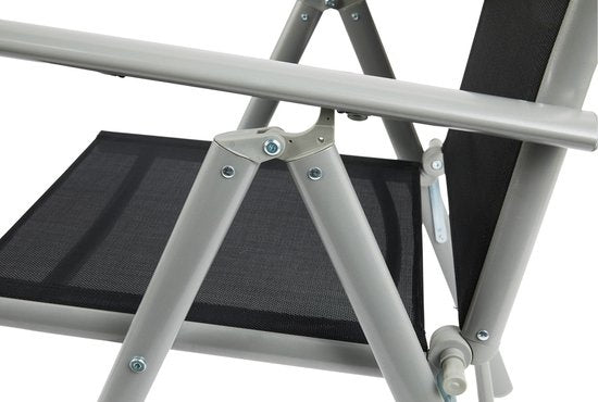 909 Outdoor - Chaises de jardin - Lot de 2 - Dossier réglable - Pliable - Chaises d'assise - Aluminium et Textile - 69 x 56 x 106 cm