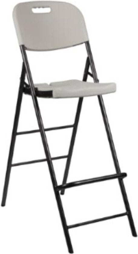 Chaise pliante haute pour l'intérieur et l'extérieur, tabouret de bar, avec dossier et repose-pieds, en plastique, peu encombrante, idéale pour les événements, les fêtes et la restauration, avec structure en acier et assise résistante aux intempéries, 45