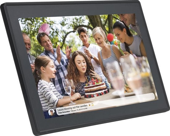 Cadre Photo Numérique Denver 15,6 pouces - XL - Full HD - Application Frameo - Cadre Photo - 8 Go - Écran Tactile IPS - PFF1514B